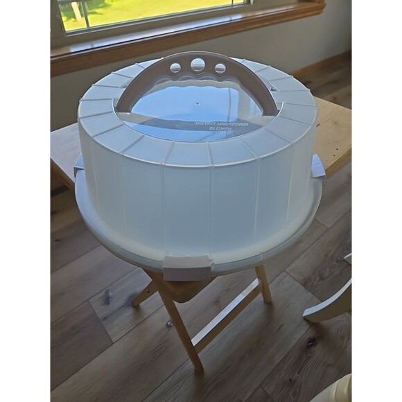 Cupcake Cake Food Stand Holder Display Pan Metal w Lid Handles Portable Home - Picture 4 of 16